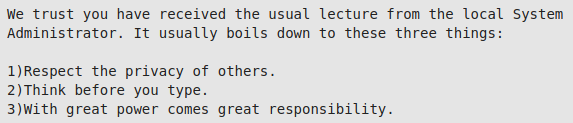 The old lecture you would receive from Linux when first elevating your privileges