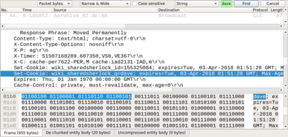 Finding a string within a packet