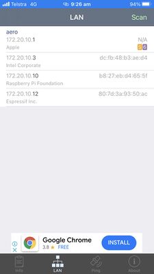 Use Network Analyzer to determine the IP address of the Raspberry Pi