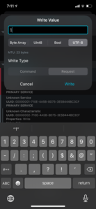 Writing a 1 via Bluetooth